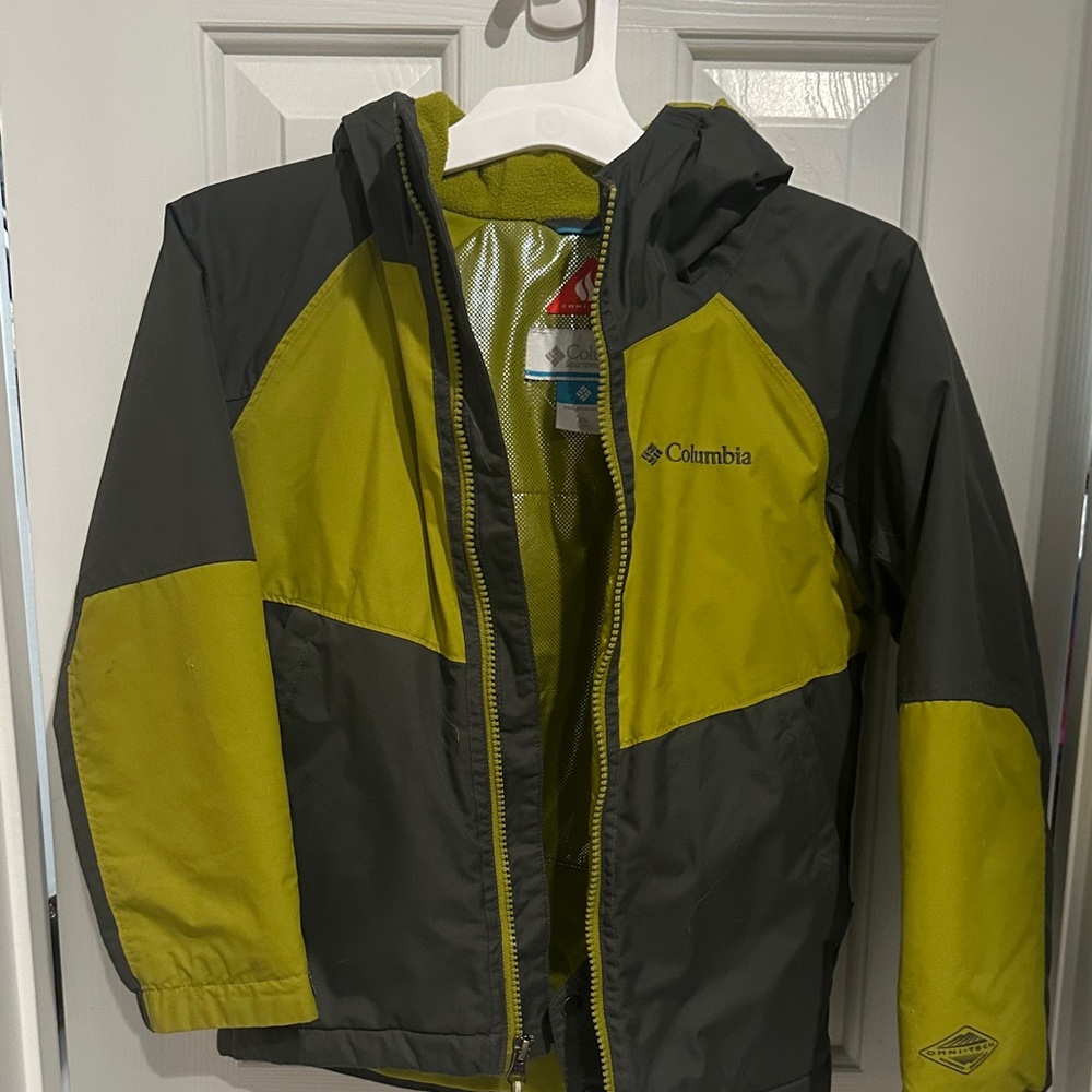 Columbia Kids' dark Limeish and Charcoal ski coat